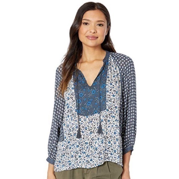 Border Print Peasant Top - Picture 3 of 5